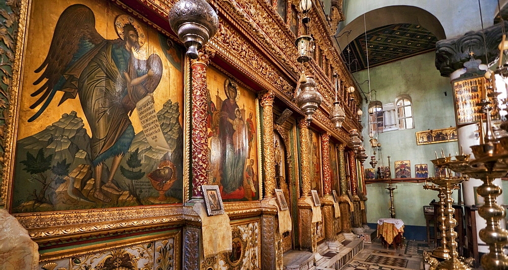 Iconostasi all'interno della Grande Basilica della Trasfigurazione (Catholicon della Trasfigurazione) nel Santo Monastero di Santa Caterina al Monte Sinai, South Sinai, Egitto